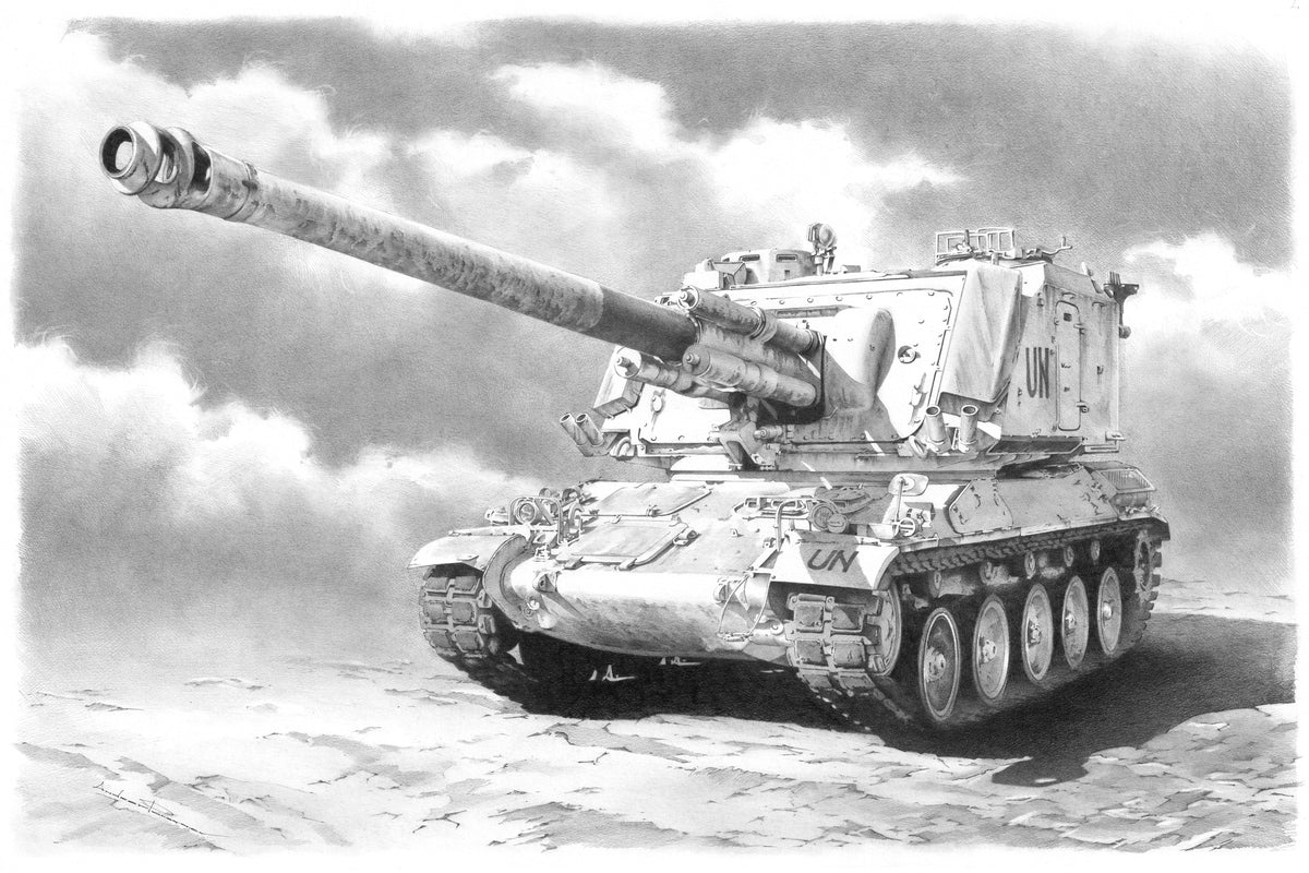 AMX 30 AUF T1 Tank Photo Like Drawing Print
