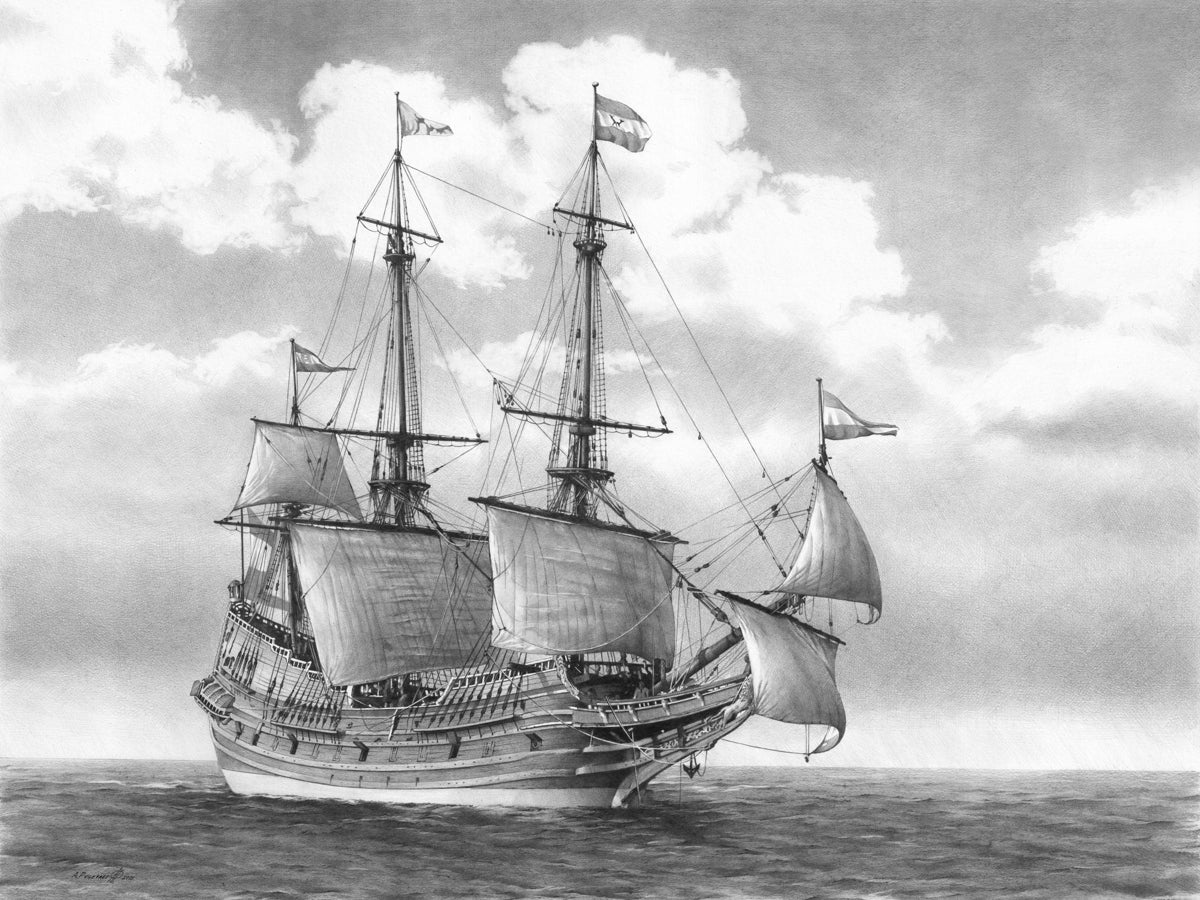 The Enchanted Galleon Drawing Print