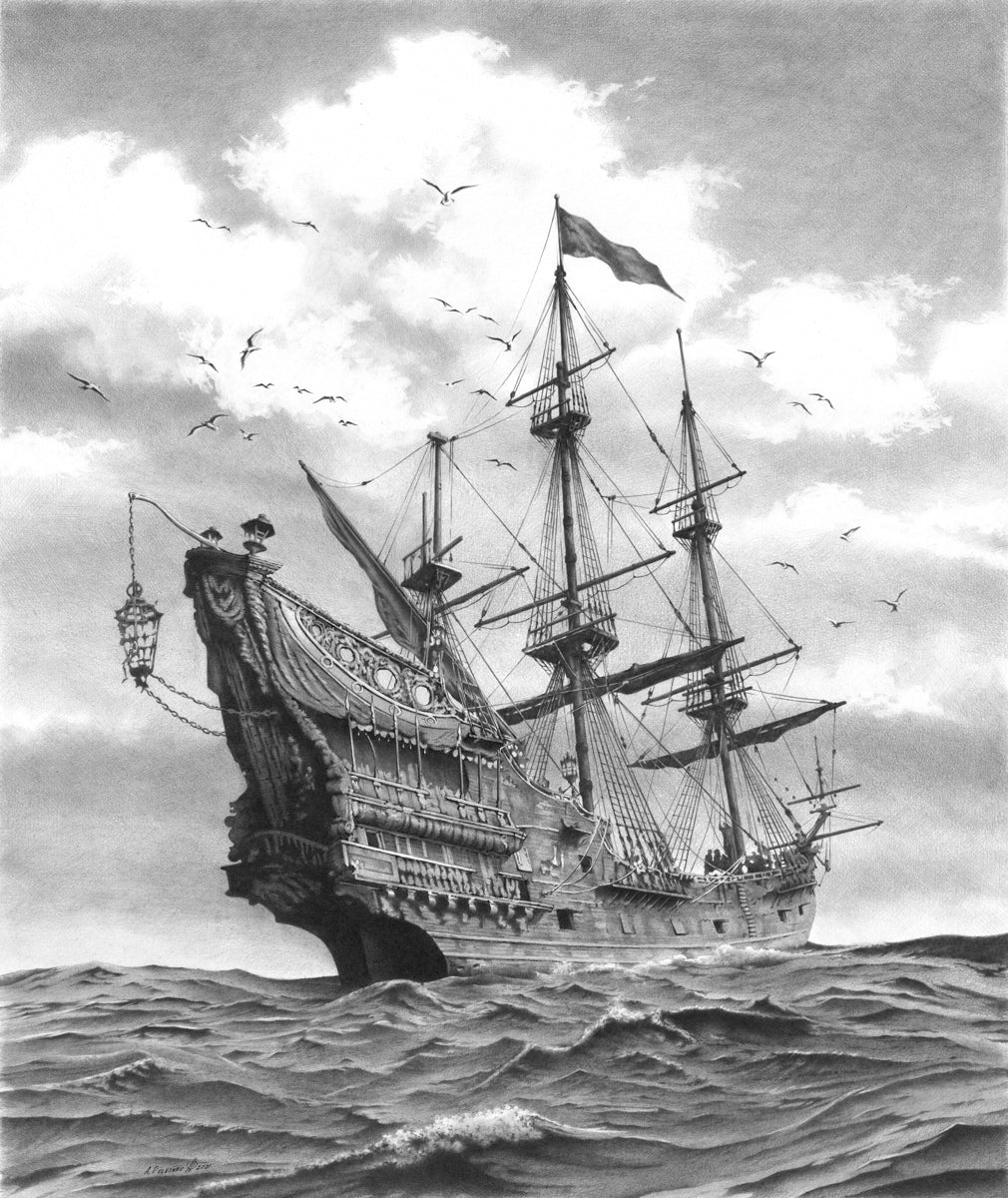 Blackbeard Pirate Ship aka Queen Anne's Revenge Drawing Print