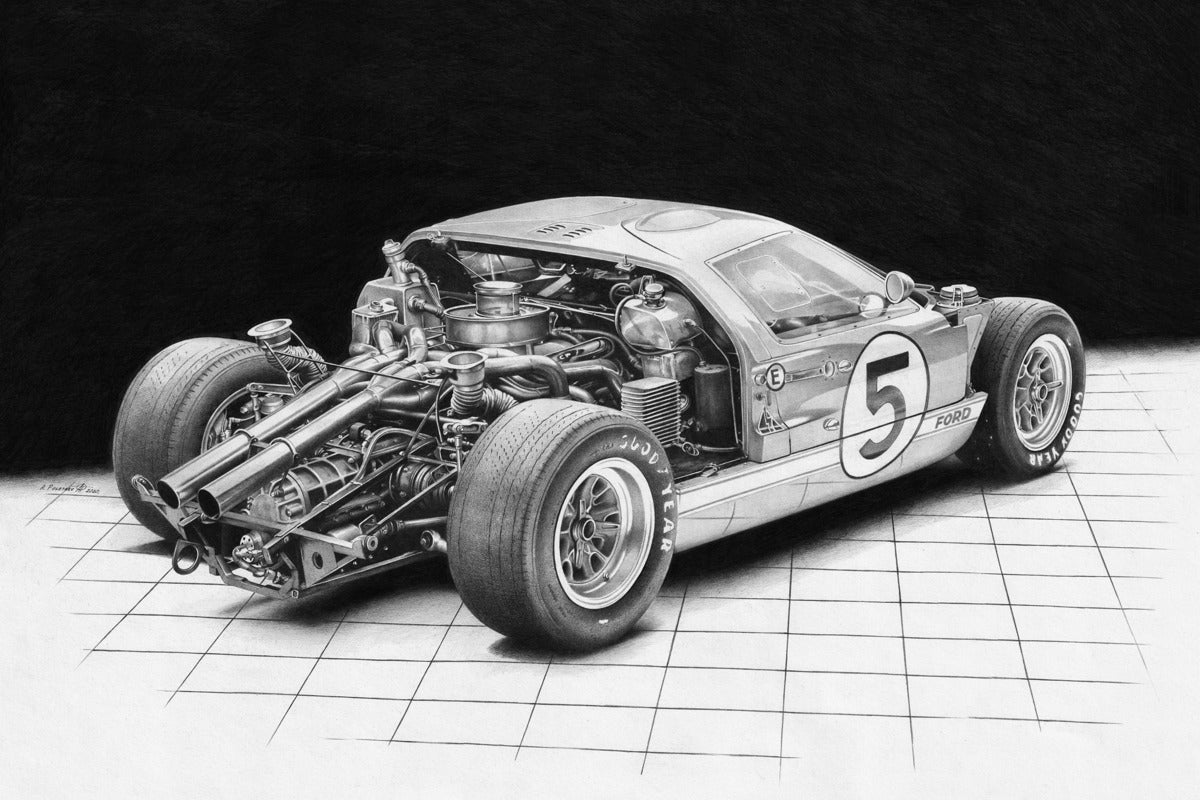 1966 Ford GT40 Realistic Photo Like Drawing