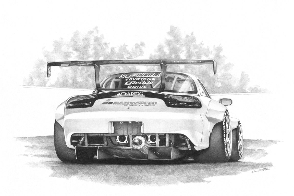 Mazda RX7 Photo Like Drawing