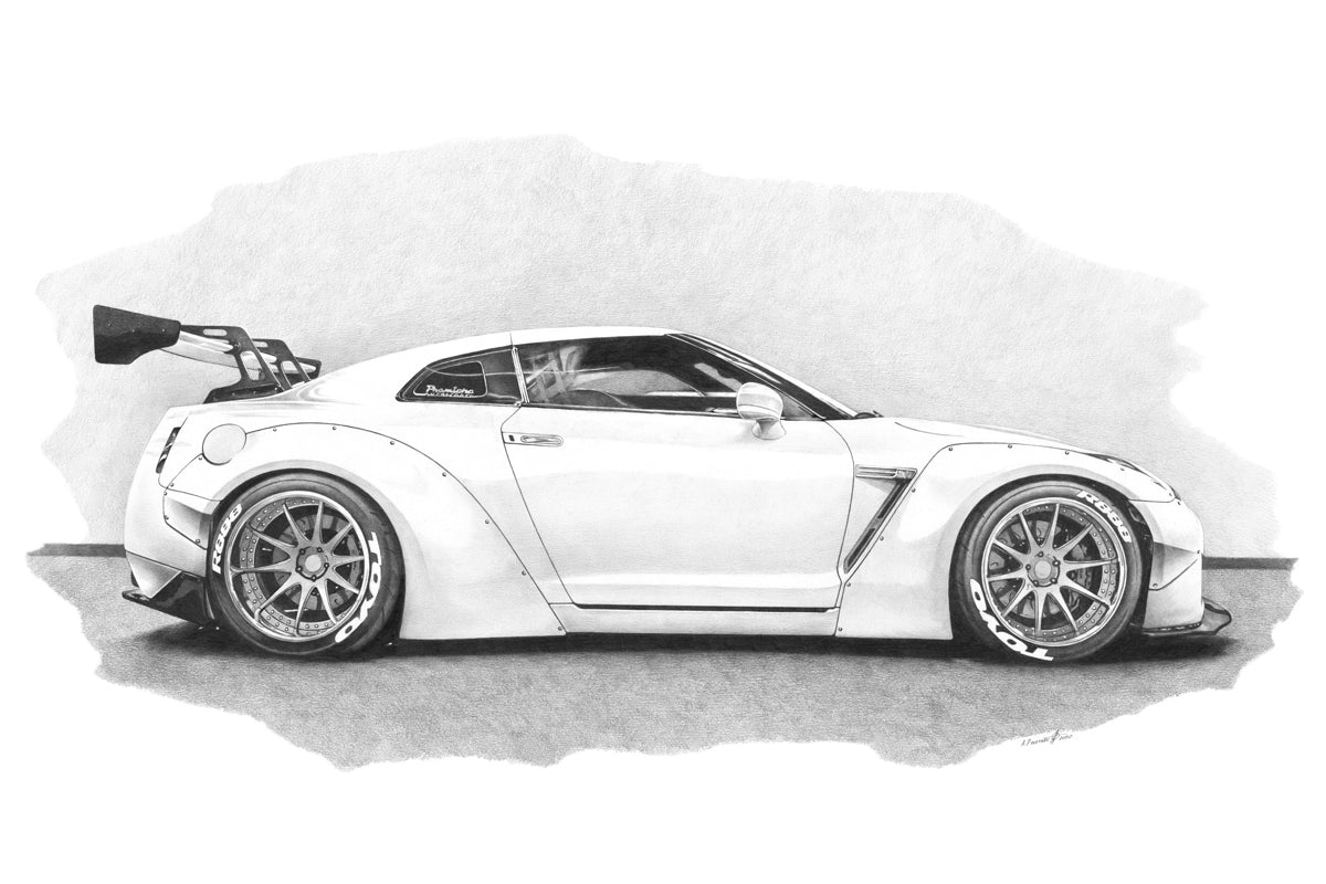 Nissan SkyLine GTR R35 Photo Like Drawing Print
