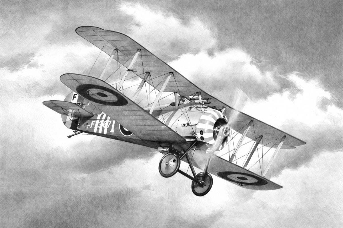 Plane Print: Vintage Airplane II Photo Like Drawing