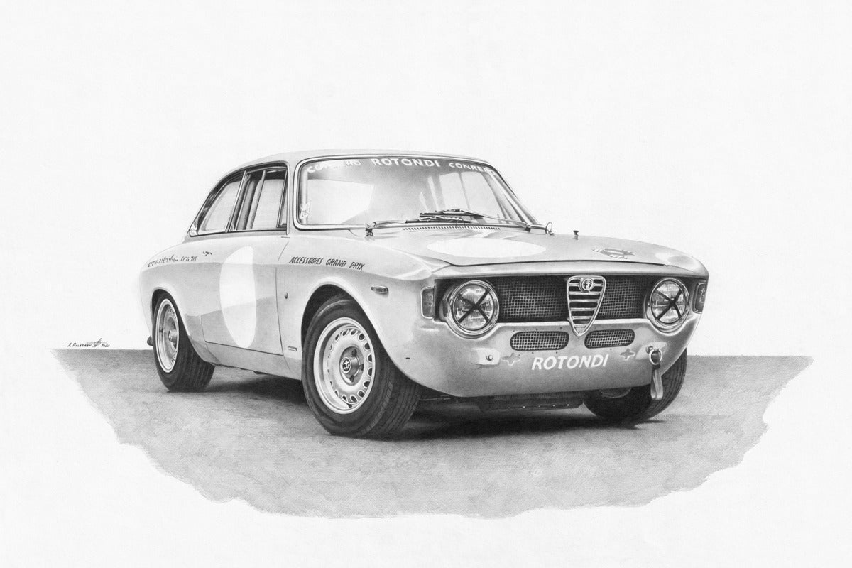 Print of Alfa Romeo Giulia Classic Drawing