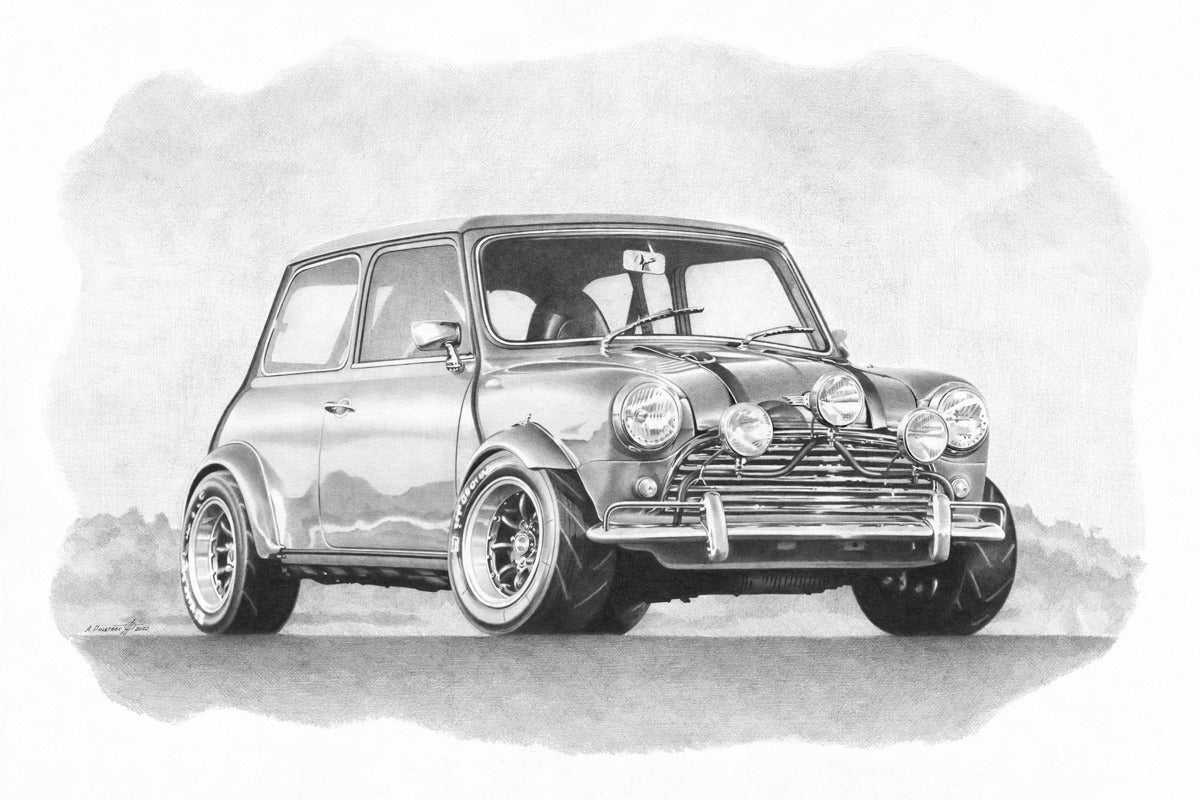 Timeless Minicooper Drawing Print