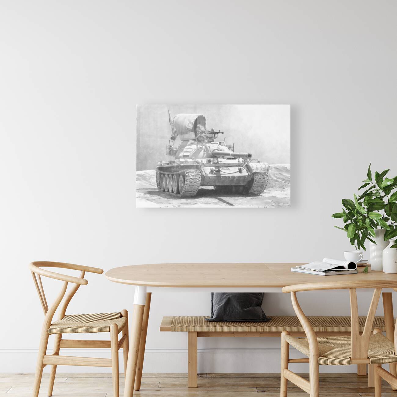 T55 Battle Tank Photo Like Drawing
