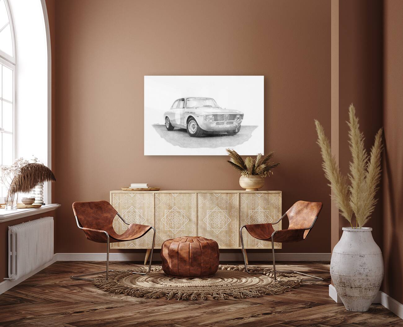 Print of Alfa Romeo Giulia Classic Drawing