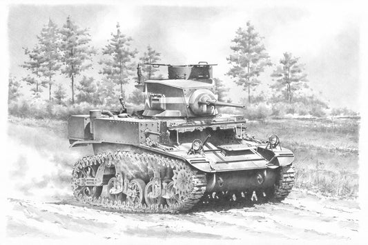 M3 STUART Battle Tank Photo Like Drawing