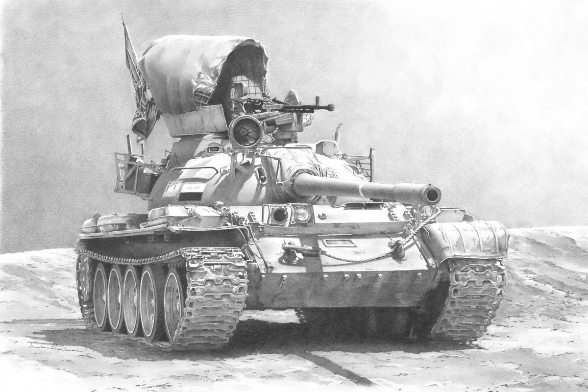 T55 Battle Tank Photo Like Drawing