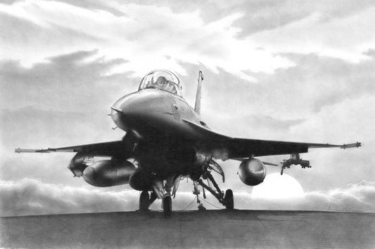 F16 Fury: A Bold Tribute in Black & White